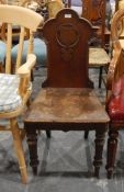 19th century oak hall chair with solid seat,