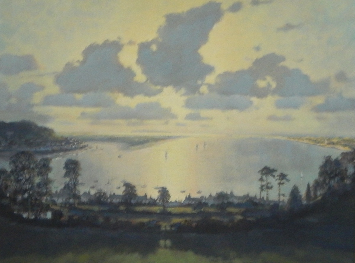 Peter Orr (20th century) Oil on board Panoramic view of coastal shoreline, signed lower right,