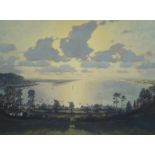 Peter Orr (20th century) Oil on board Panoramic view of coastal shoreline, signed lower right,