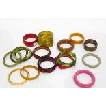 Vintage plastic bracelet formed as mottled green and brown rectangular sections,