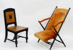 Late 19th/early 20th century oak hall chair,