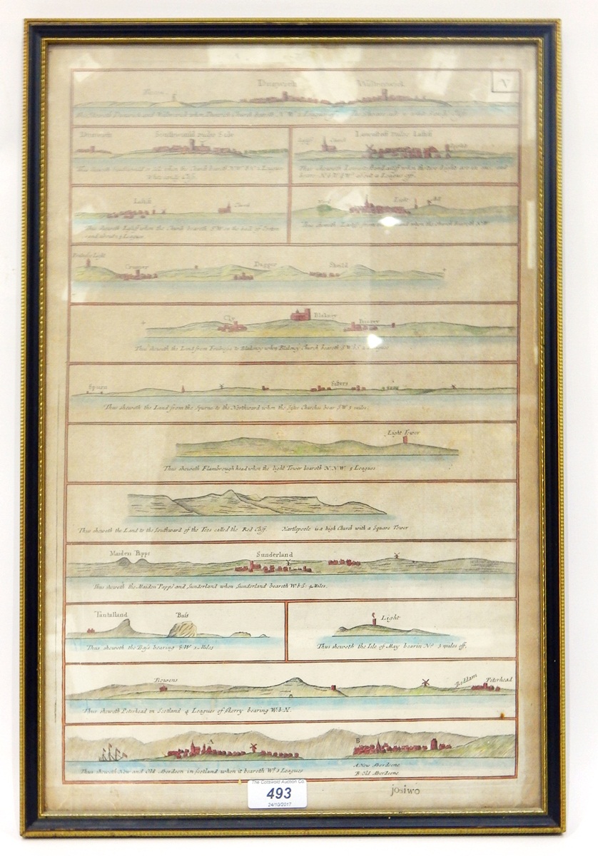 18th century Dutch coastal strip map of "Dunwich, Aberdeen", "Sunderland", etc., 'No.