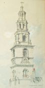 19th century school Watercolour drawing "St Clement Dane's",