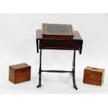 Reproduction mahogany veneered fall-flap telephone/lamp table fitted a drawer to frieze,