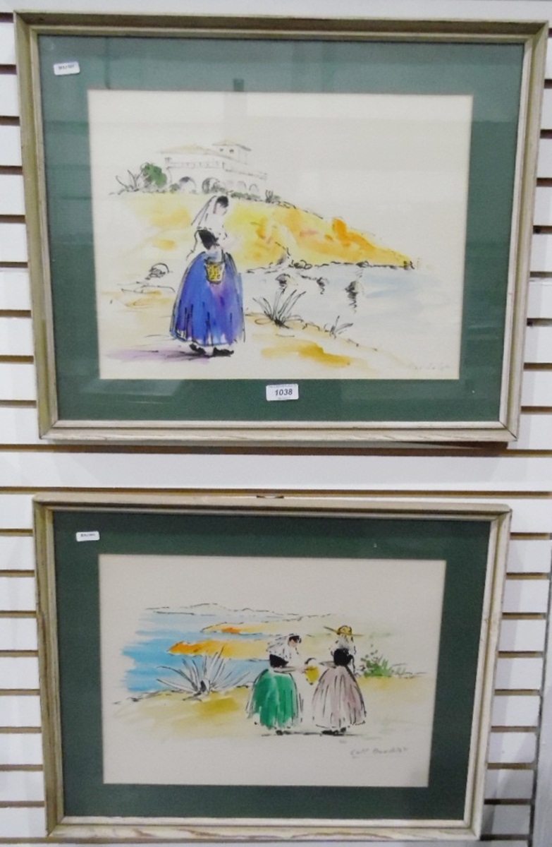 Josep Coll Bardolet (1912-2007) Pair of watercolour drawings Continental coastal scene with