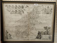 Jan Jansson Map of Northamptonshire, engraved map circa 1650,