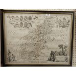 Jan Jansson Map of Northamptonshire, engraved map circa 1650,