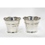 Near pair of early 20th century silver bowls with wavy beaded rim, tapered body,