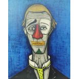 After Bernard Buffet Colour print "Tete De Clown", portrait of a clown ,