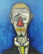 After Bernard Buffet Colour print "Tete De Clown", portrait of a clown ,