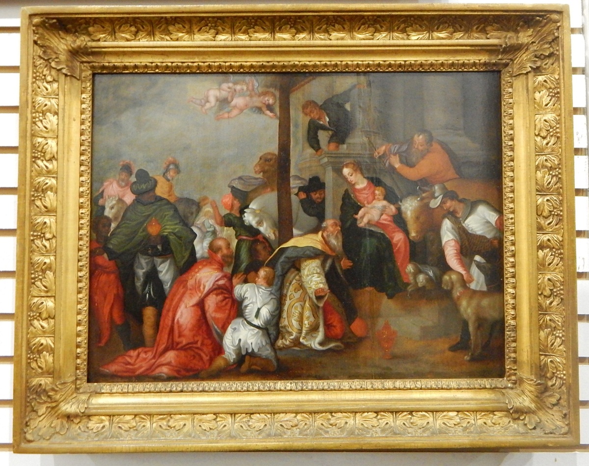 After Veronese Oil on panel "Adoration of the Magi", initialled lower right 'P.V.', 35cm x 47.