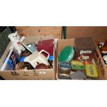 Box of mixed collectables and a quantity of vintage tins including Golden Virginia, Bisto,