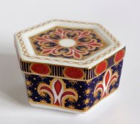 Royal Crown Derby hexagonal trinket box in the Imari colours, no.A.1297, 6.