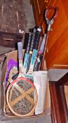 Seven various Slazenger and other wooden tennis rackets and a quantity of lawn tennis championship