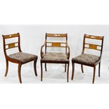 Set of eight reproduction Regency-style mahogany-framed dining chairs (six standards and two