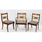 Set of eight reproduction Regency-style mahogany-framed dining chairs (six standards and two