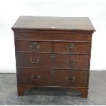18th century oak chest of drawers with blind frieze, two short and two long drawers,