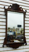 Georgian-style walnut fret-framed wall mirror,