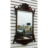 Georgian-style walnut fret-framed wall mirror,