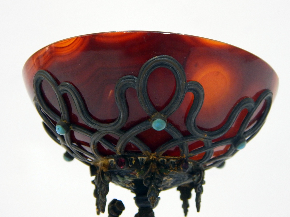 Late 19th century Historismus enamelled silver and agate bowl, - Image 4 of 5