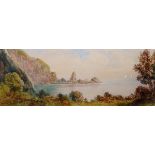 F Walters (19th century school) Two watercolour drawings Coastal scene with beach and rowing boats,