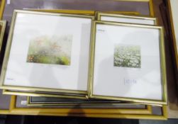 Quantity of coloured etchings after Joe Barry of seasonal landscapes,