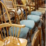 Set of four Victorian dining chairs having shaped and pierced crest rail,