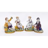 Set of four Sitzendorf figures "Allegorical of the Four Seasons", 12.5cm high approx.