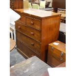 19th century mahogany chest of two short and three long graduated drawers, raised on plinth base,