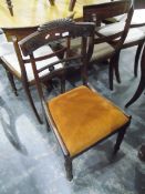 Set of eight mid 19th century dining chairs having carved and moulded crest rails,