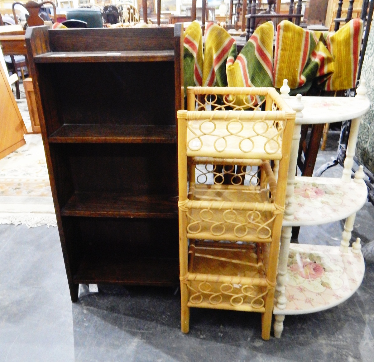 Small oak open bookcase, a small open bookcase,