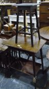 Edwardian cross-banded mahogany and line inlaid two-tier occasional table,