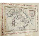 Three 19th century hand-coloured maps "Italy" 18.5cm x 25.