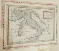 Three 19th century hand-coloured maps "Italy" 18.5cm x 25.