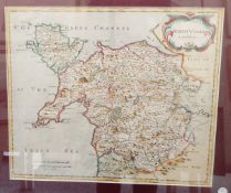 Robert Morden (circa 1695-1722) Engraved map of North Wales, hand-coloured,