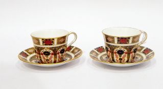 Pair of Royal Crown Derby china teacups and saucers, No.