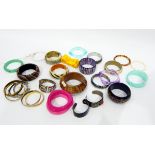 Large quantity of costume jewellery bangles, including plastic, bone,