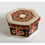 Royal Crown Derby hexagonal trinket box in the Imari colours, no.A.1297, 4.