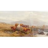 Thomas Rowden (1842-1926) Pair of watercolour drawings Cattle in highland landscape,