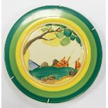 Clarice Cliff 'Secrets' plate, circa 1932, handpainted with stylised coastal scene,