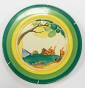 Clarice Cliff 'Secrets' plate, circa 1932, handpainted with stylised coastal scene,