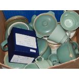 Woods part tea service with green ground and two Royal Doulton commemorative plates (1 box)