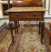 19th century oak side table/lowboy fitted a drawer to frieze and on cabriole-shaped supports with