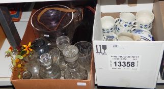 Various glass decanters, vases, bowls,