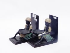 Pair of coal painted metal bookends,