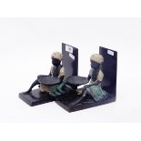 Pair of coal painted metal bookends,