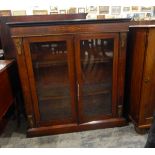 Victorian dwarf inlaid mahogany side cabinet having gilt metal mounts and on plinth base,