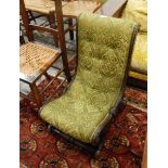 Victorian green upholstered nursing chair