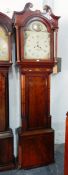 19th century inlaid mahogany longcase clock, with broken swan-neck pediment,
