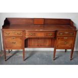 George III inlaid mahogany breakfront sideboard,